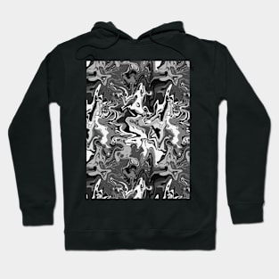 Monochrome Marble - Digital Paint Spill Hoodie